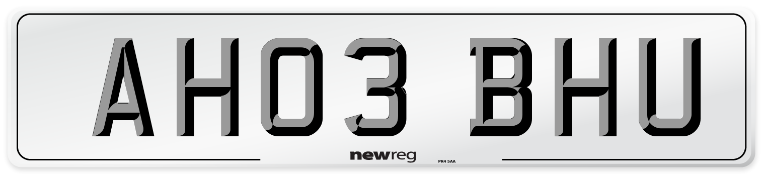 AH03 BHU Number Plate from New Reg
